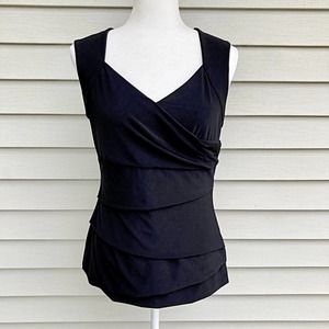 White House Black Market Layered Black Tank Top Size Large